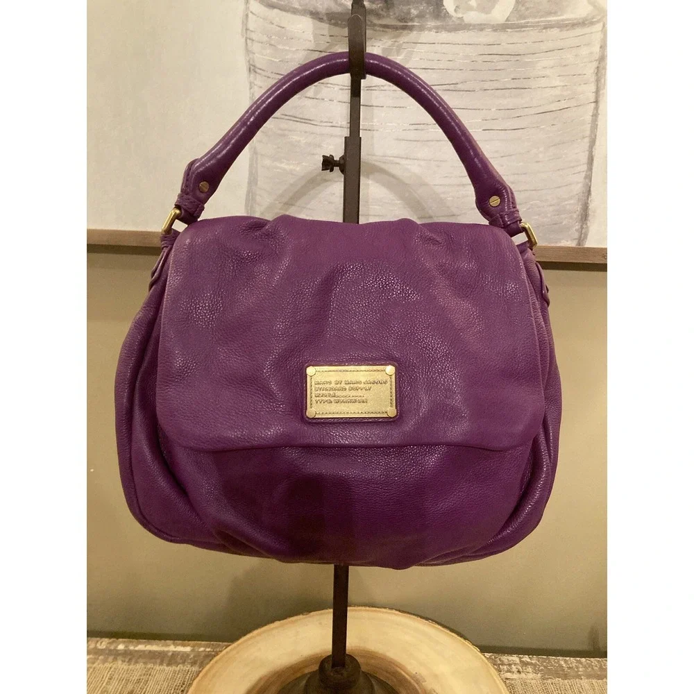 Marc by Marc Jacobs Classic Q Lil' Ukita Purple Pebbled Leather‎ Shoulder Hobo